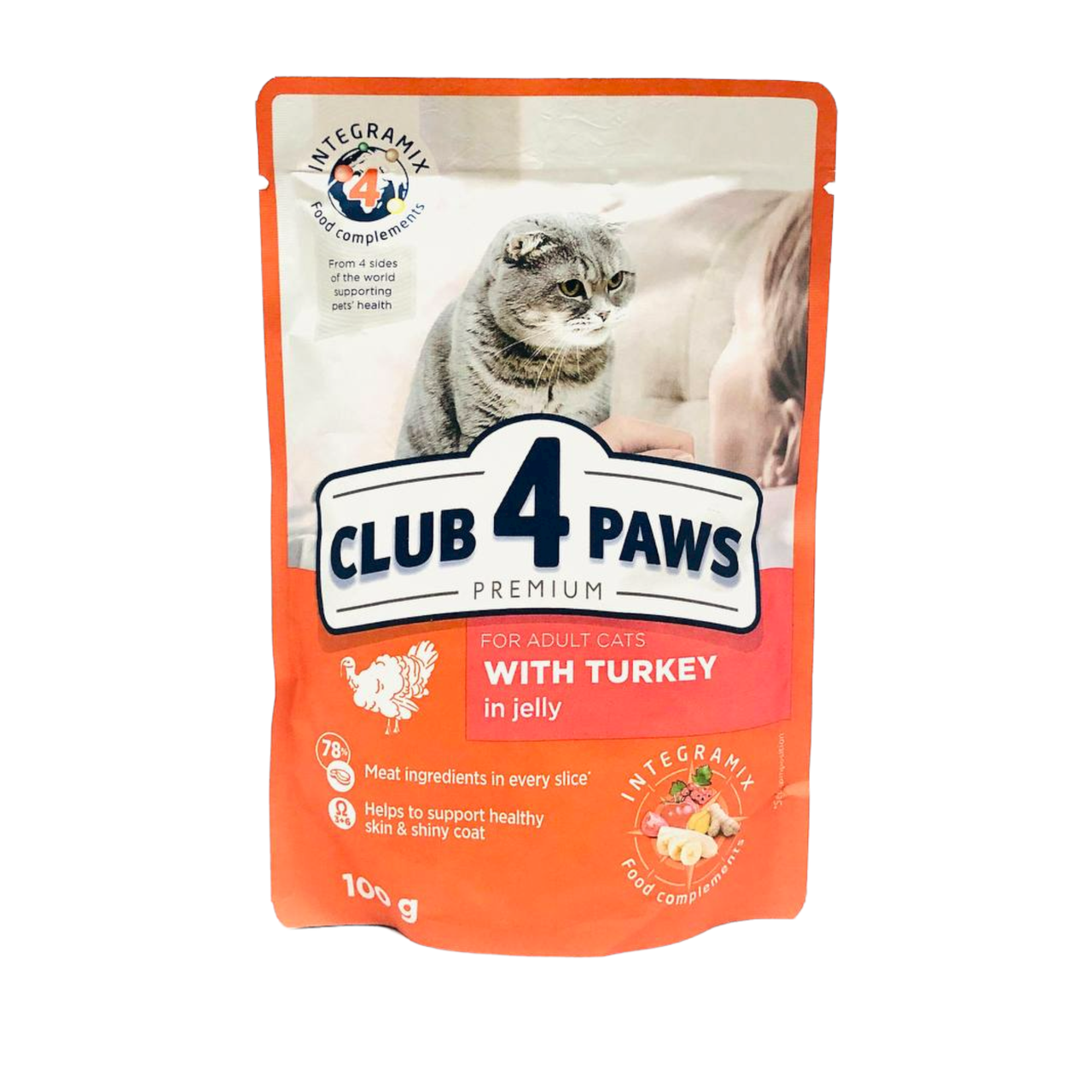 Влажный корм для взрослых кошек Club 4 Paws (Клуб 4 Лапы) Премиум 100 г С индейкой в желе
Влажный корм для взрослых кошек Club 4 Paws (Клуб 4 Лапы) Премиум 100 г С индейкой в желе
