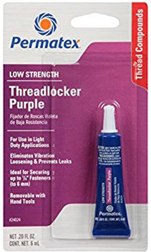 Анаэробный клей для резьбы малой фиксации Permatex® Low Strength Threadlocker PURPLE - 6 мл
Анаэробный клей для резьбы малой фиксации Permatex® Low Strength Threadlocker PURPLE - 6 мл