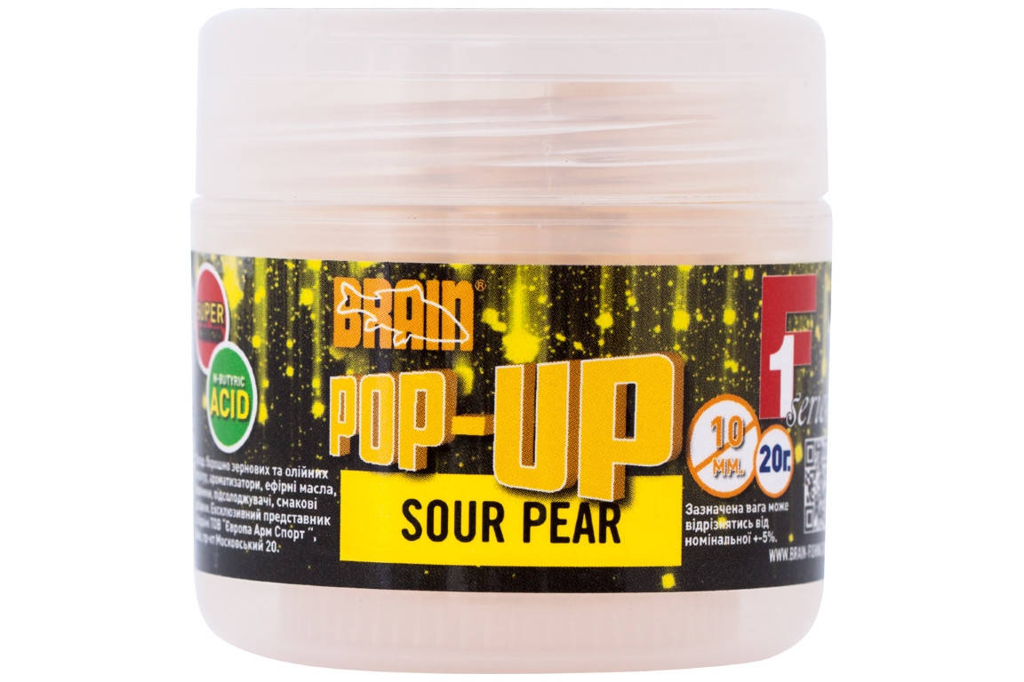 Бойлы Brain Pop-Up F1 Sour Pear (груша) 10мм/ 20г
Бойлы Brain Pop-Up F1 Sour Pear (груша) 10мм/ 20г