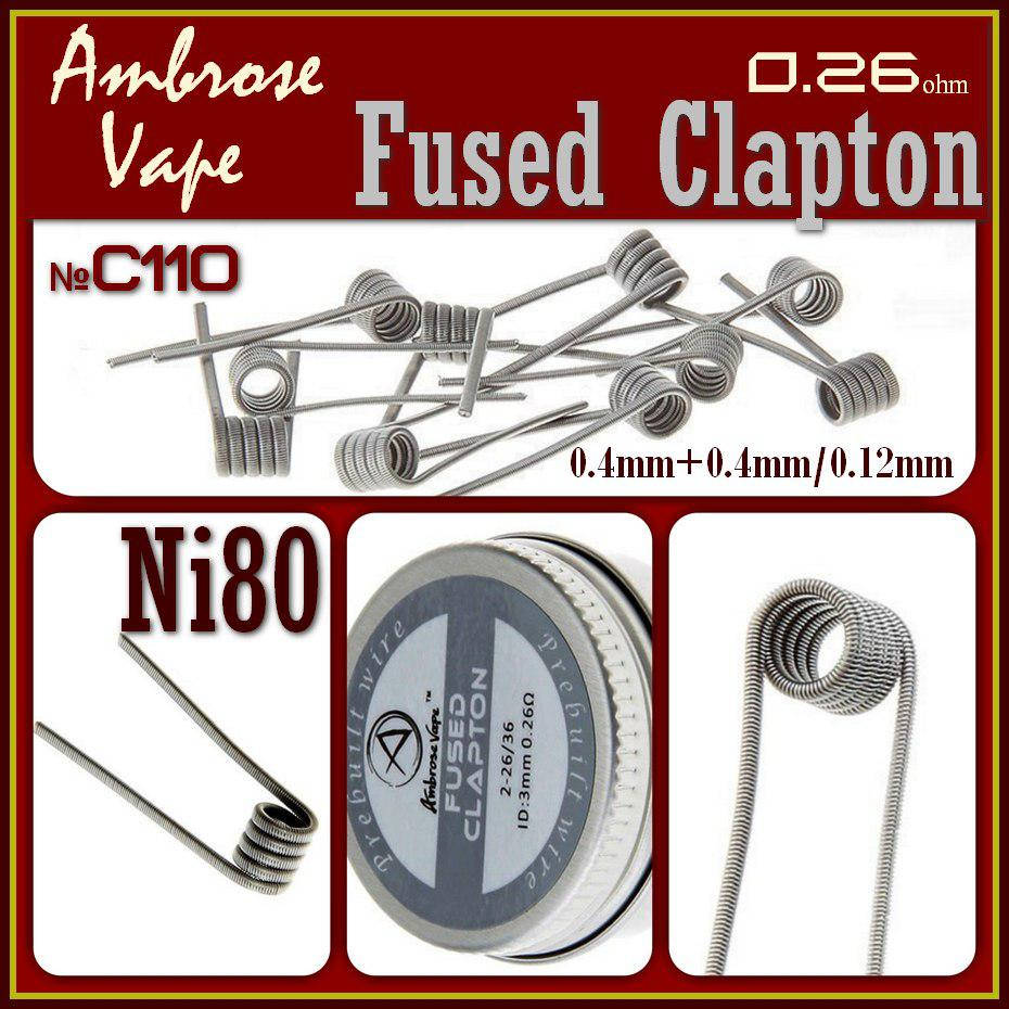 С110 Fused Clapton Coil 0.26 ohm. Ambrose Vape оригинал. Нихром Ni80 Готовая спираль.
С110 Fused Clapton Coil 0.26 ohm. Ambrose Vape оригинал. Нихром Ni80 Готовая спираль.