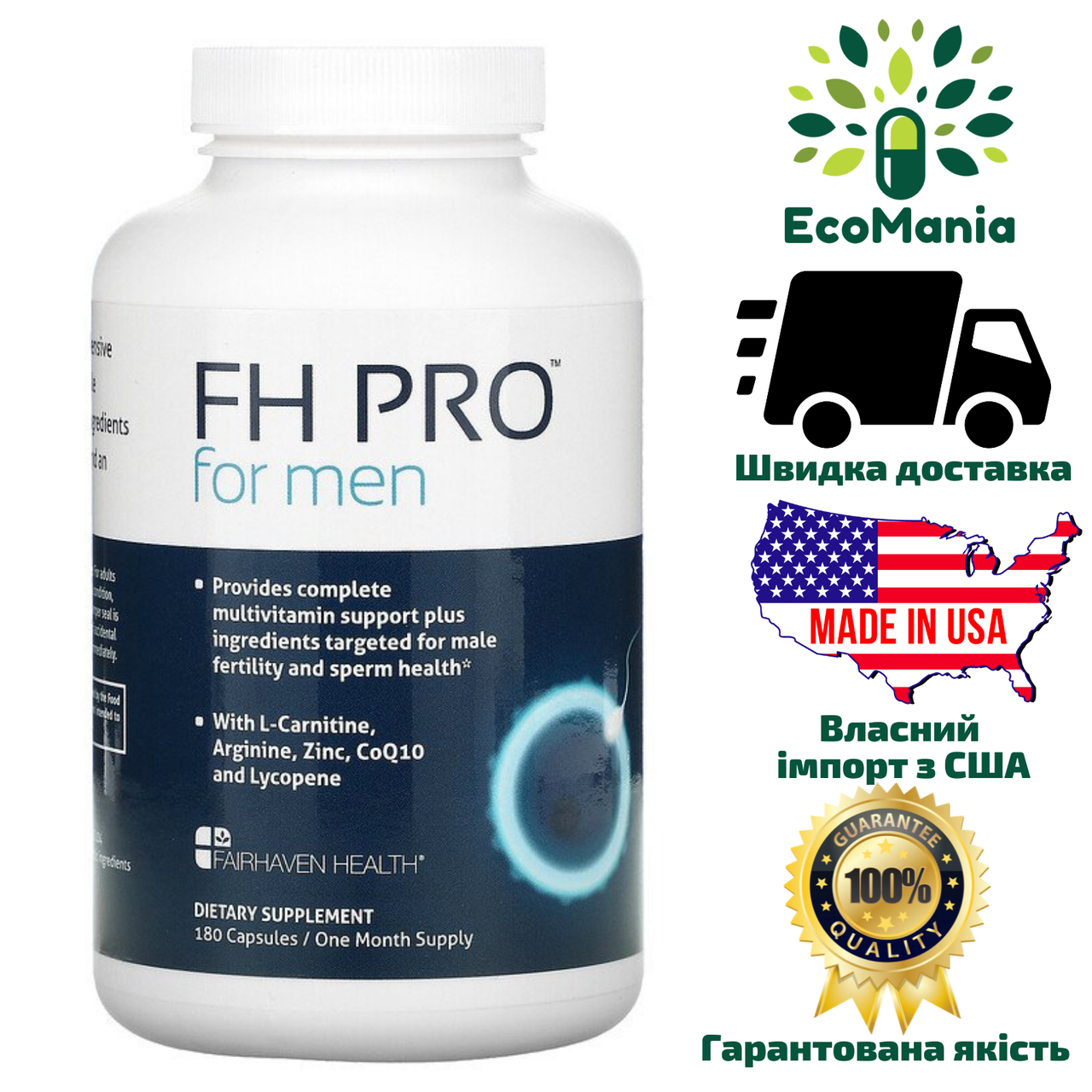 FH Pro, мультивитаминный комплекс для поддержки мужского здоровья (Fairhaven Health, США), 180 капсул
FH Pro, мультивитаминный комплекс для поддержки мужского здоровья (Fairhaven Health, США), 180 капсул