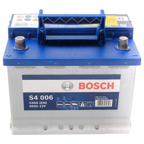 Автомобильный аккумулятор Bosch S4 Silver (S4 006): 60 Ач, плюс: слева, 12 В, 540 А - (akb32), 242x175x190 мм
Автомобильный аккумулятор Bosch S4 Silver (S4 006): 60 Ач, плюс: слева, 12 В, 540 А - (akb32), 242x175x190 мм