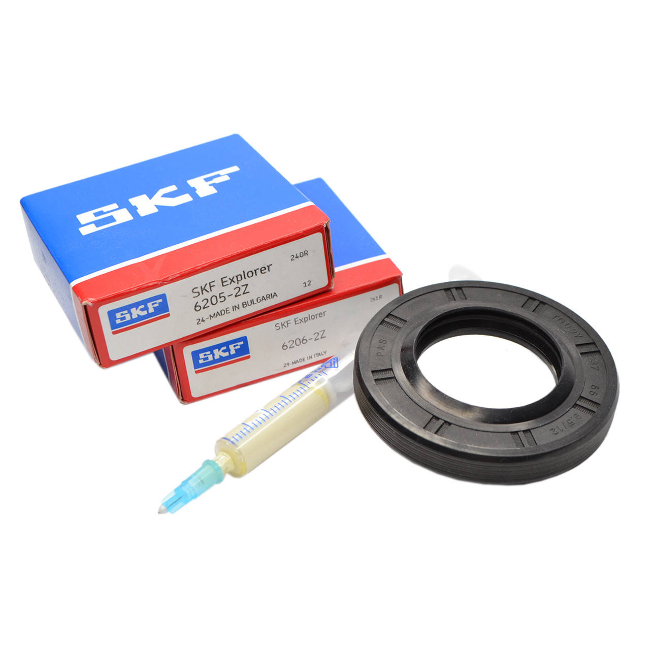 Комплект подшипников (SKF 6206, 6205) сальник 37*66*9,5/12 WLK (Тайвань) для стиральных машин LG.
Комплект подшипников (SKF 6206, 6205) сальник 37*66*9,5/12 WLK (Тайвань) для стиральных машин LG.