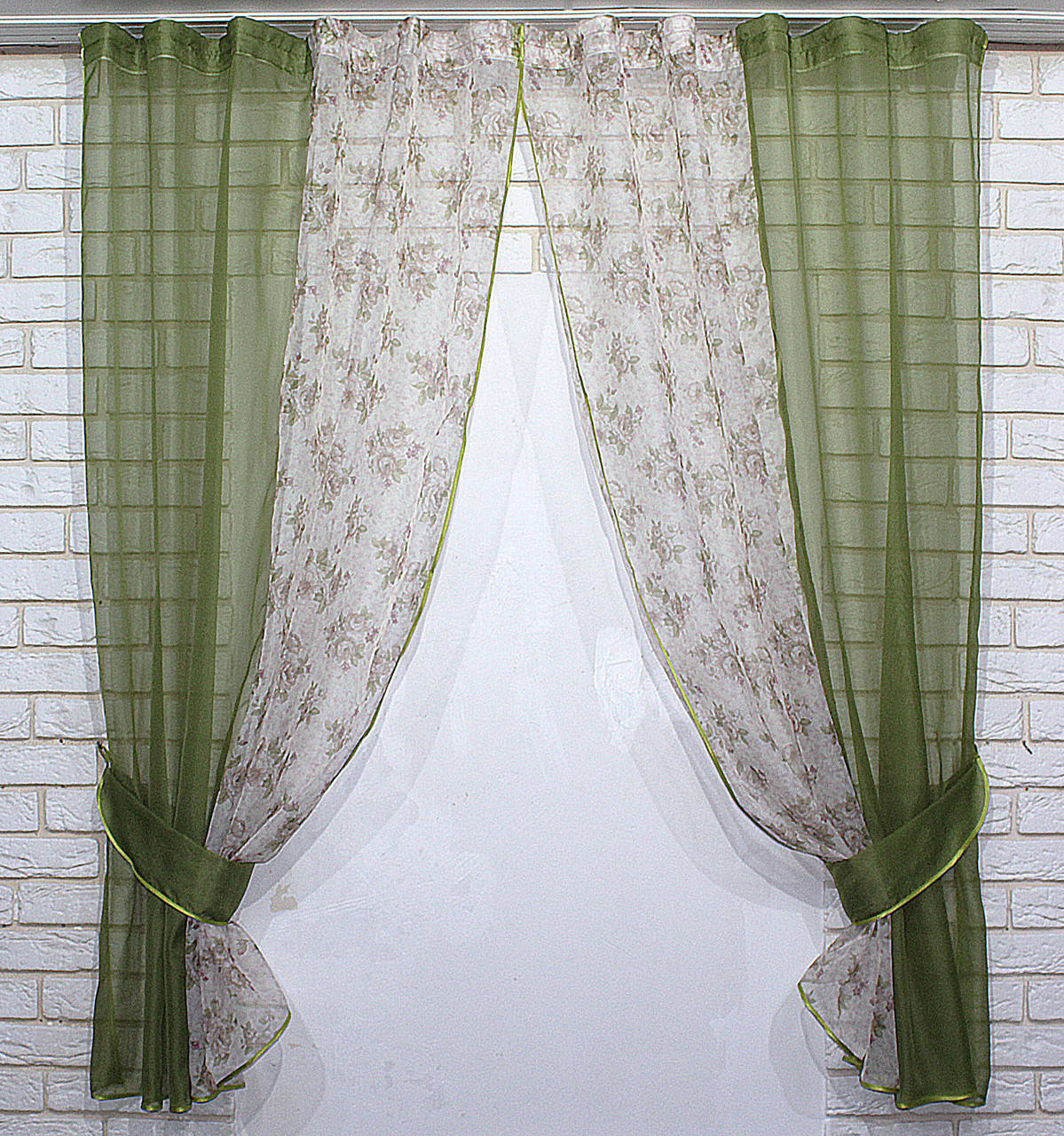 Кухонные шторки (270х170см.). На карниз 1,5м. Цвет оливковый с бежевым. Код 083к 50-302