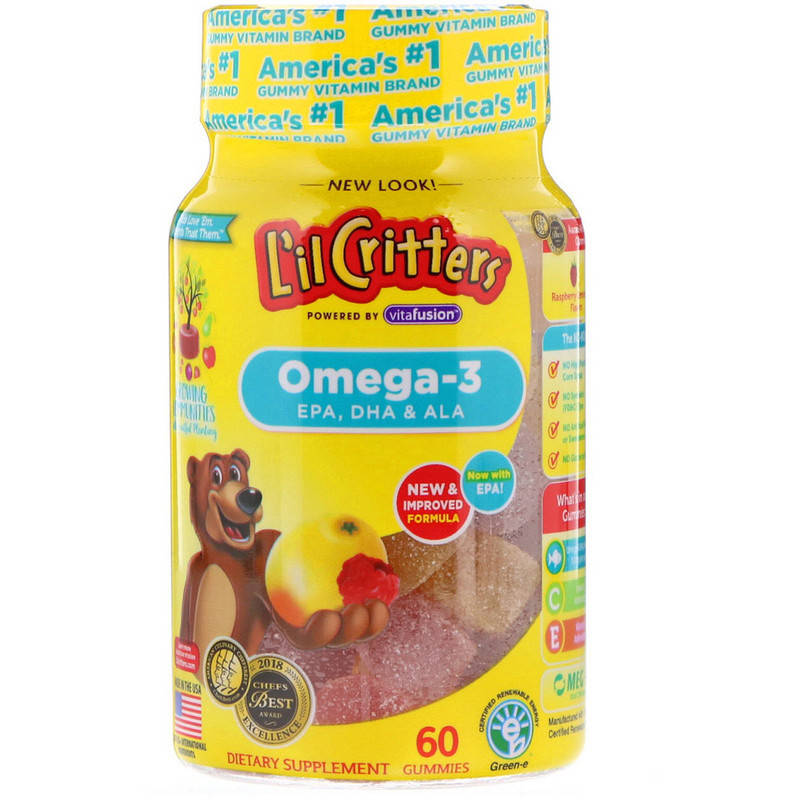 Омега-3 для детей L'il Critters "Omega-3" с витаминами, вкус малины и лимонада (60 жевательных конфет)
Омега-3 для детей L'il Critters "Omega-3" с витаминами, вкус малины и лимонада (60 жевательных конфет)