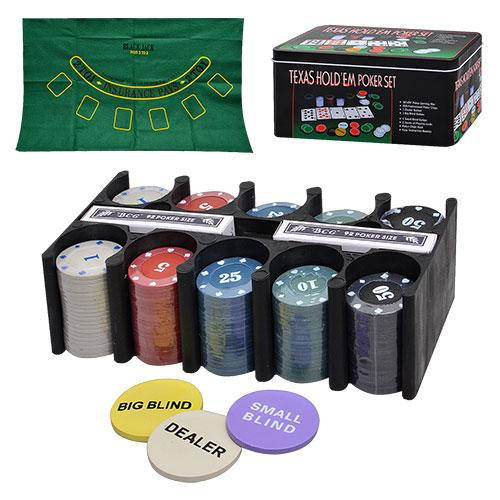 Набор для игры в покер Texas Hold'em Poker Set с сукном (200 фишек с номиналом) в металлической коробке 3896 B
Набор для игры в покер Texas Hold'em Poker Set с сукном (200 фишек с номиналом) в металлической коробке 3896 B