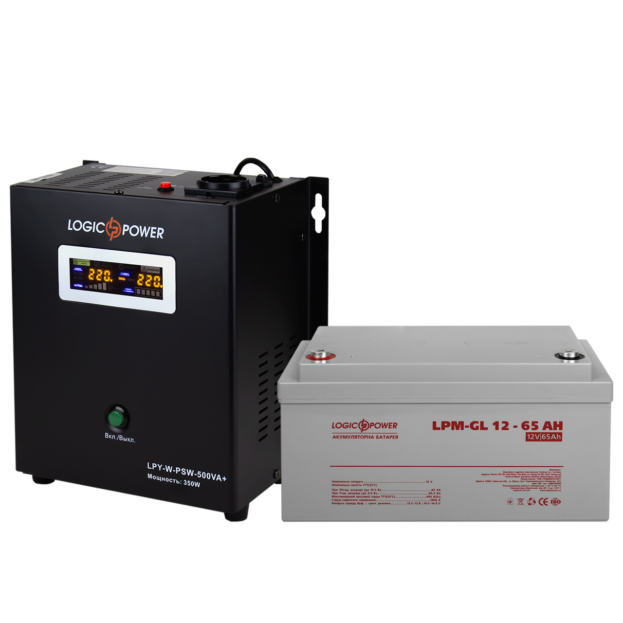 Комплект резервного питания для котла Logicpower ИБП W500VA + гелевая батарея 900W (5867)
Комплект резервного питания для котла Logicpower ИБП W500VA + гелевая батарея 900W (5867)