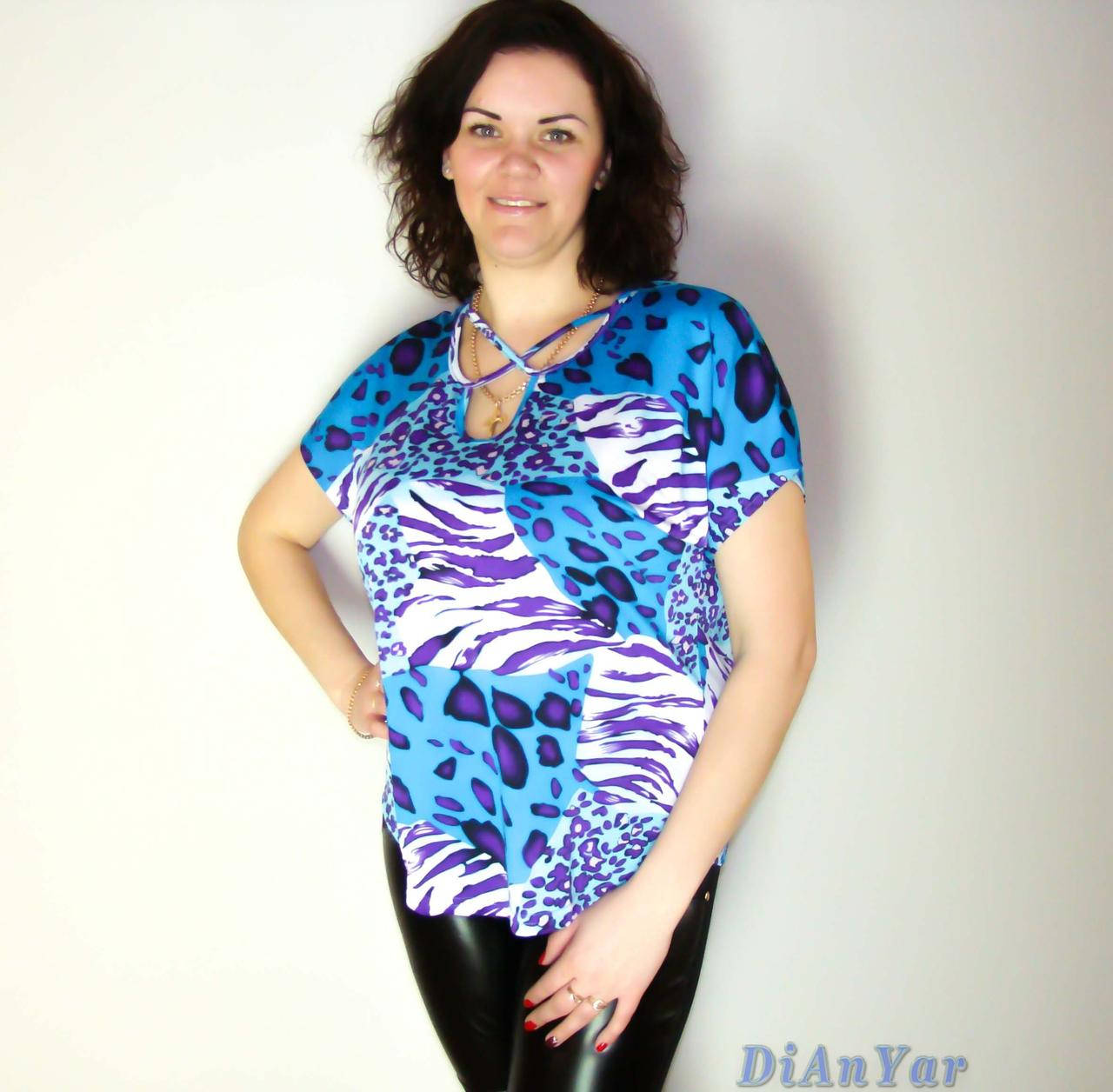 Блузка женская батальная NATALI 3XL, синий 
Блузка женская батальная NATALI 3XL, синий