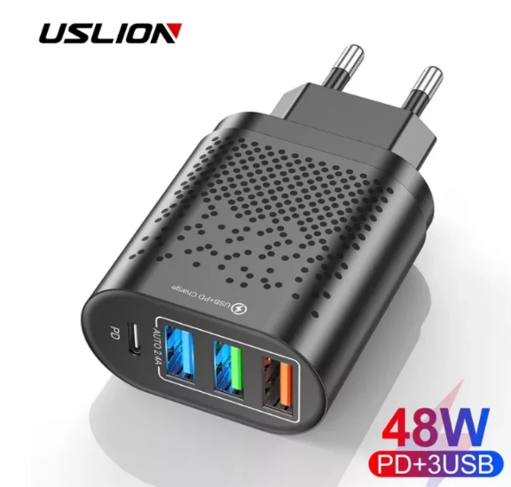 Сетевое зарядное устройство с быстрой зарядкой 4 port 48W PD Type-C USB S92B. Зарядка для телефона, Черный
Сетевое зарядное устройство с быстрой зарядкой 4 port 48W PD Type-C USB S92B. Зарядка для телефона, Черный