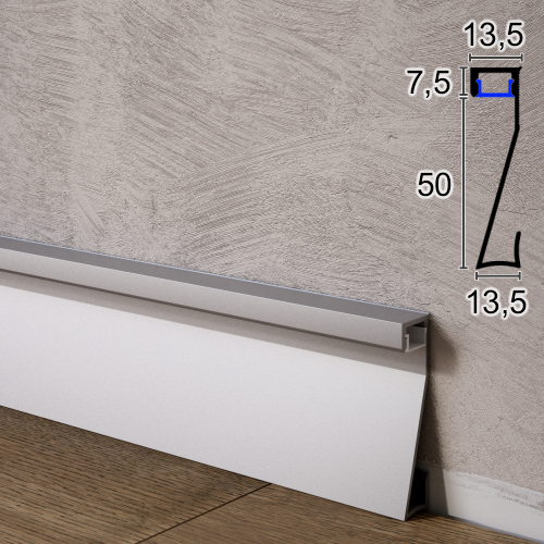 Универсальный алюминиевый плинтус с LED-подсветкой Sintezal P-50, 57х13,5х2500мм.
Универсальный алюминиевый плинтус с LED-подсветкой Sintezal P-50, 57х13,5х2500мм.