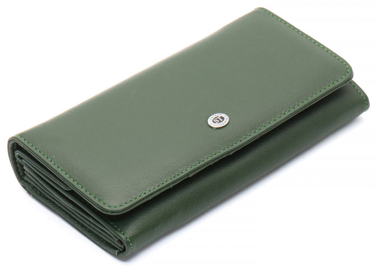 Темно-зеленый женский кошелек из натуральной кожи с отделом под монеты ST Leather ST020, Зелёный
Темно-зеленый женский кошелек из натуральной кожи с отделом под монеты ST Leather ST020, Зелёный
