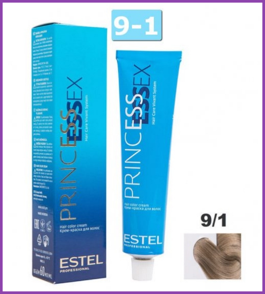 Крем-краска 9/1 Estel Princess Essex эссекс для окрашивания волос блондин пепельный, 60 мл
Крем-краска 9/1 Estel Princess Essex эссекс для окрашивания волос блондин пепельный, 60 мл