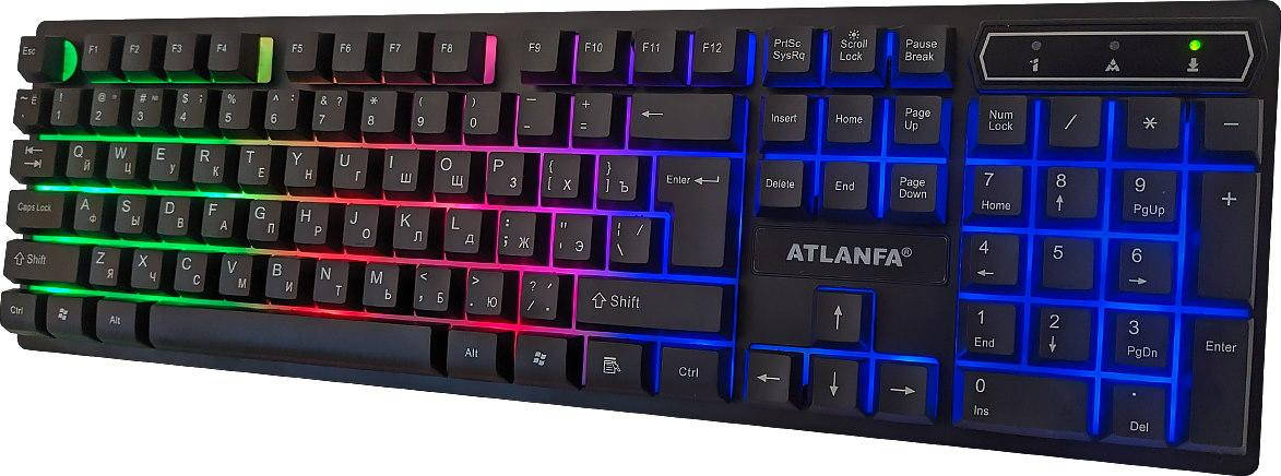Клавиатура игровая проводная с подсветкой ENG/RU Atlanfa AT-6300 Lendslides (KR-6300) черная, Черный
Клавиатура игровая проводная с подсветкой ENG/RU Atlanfa AT-6300 Lendslides (KR-6300) черная, Черный