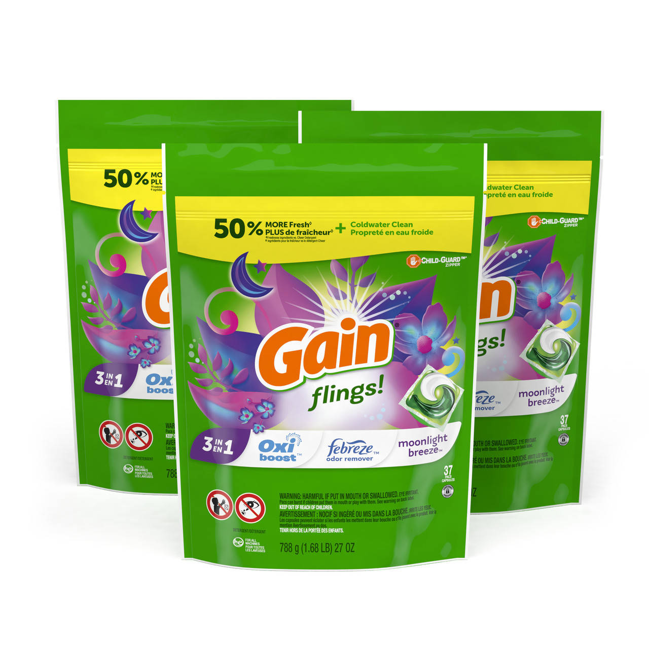 Капсулы для стирки универсальные с активным кислородом и парфюмом Gain Flings 3in1 Oxi Boost Febreze Moonlight
Капсулы для стирки универсальные с активным кислородом и парфюмом Gain Flings 3in1 Oxi Boost Febreze Moonlight