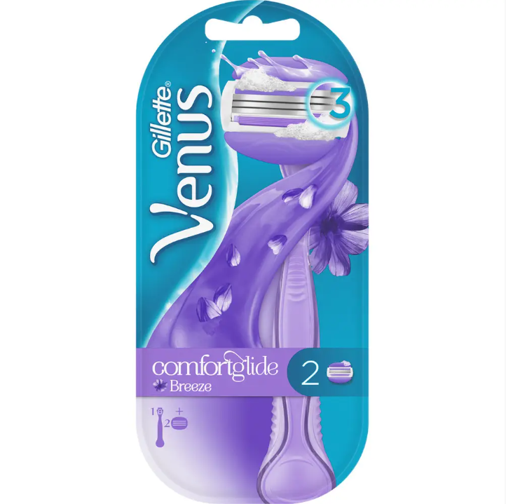 Женский бритвенный станок Gillette Venus ComfortGlide Breeze с 2 сменными кассетами (02006)
Женский бритвенный станок Gillette Venus ComfortGlide Breeze с 2 сменными кассетами (02006)
