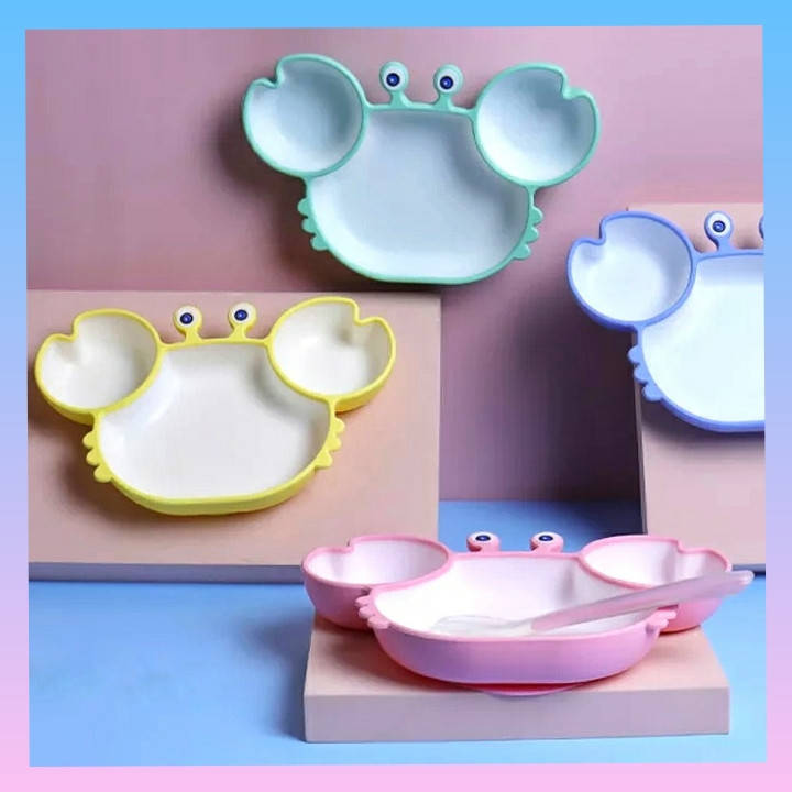 Тарелка силиконовая Крабик, Разные цвета