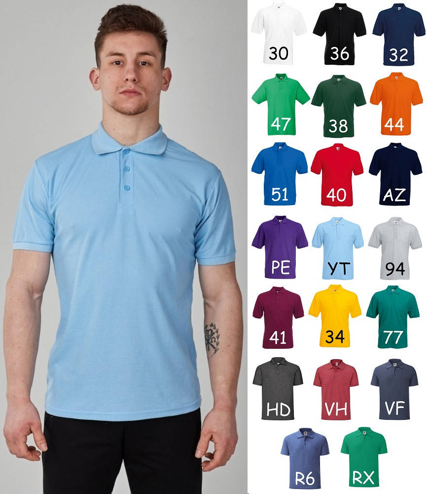 Мужская футболка поло Fruit of the loom 65/35 polo с воротником
Мужская футболка поло Fruit of the loom 65/35 polo с воротником