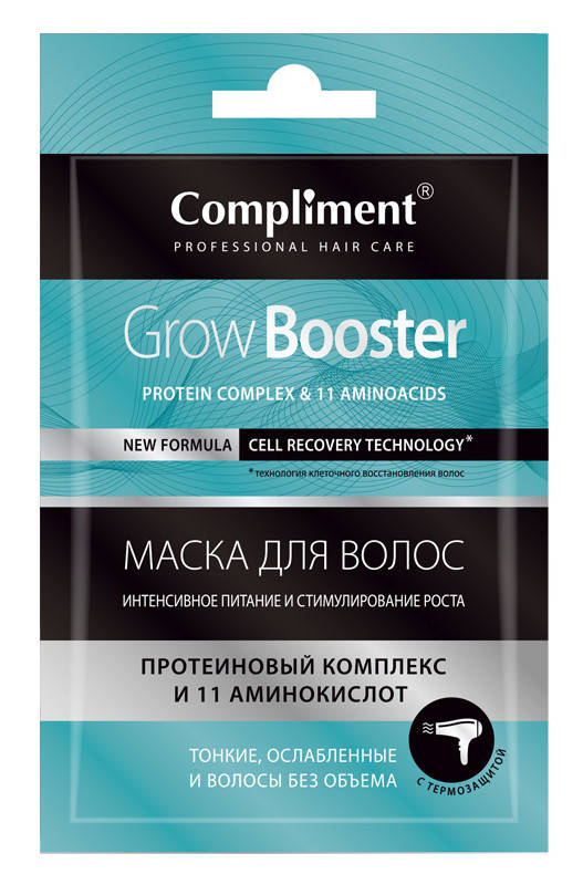 Питательная маска для тонких и ослабленных волос - стимулирование роста "Grow Booster" Compliment 25 мл.
Питательная маска для тонких и ослабленных волос - стимулирование роста "Grow Booster" Compliment 25 мл.