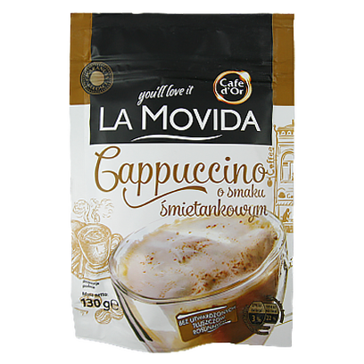 Капучіно Кофе Дор Ля Мовіда вершкове Cafe d`Or La Movida smietankowym 130g 30шт/ящ (Код : 00-00005601)
Капучіно Кофе Дор Ля Мовіда вершкове Cafe d`Or La Movida smietankowym 130g 30шт/ящ (Код : 00-00005601)