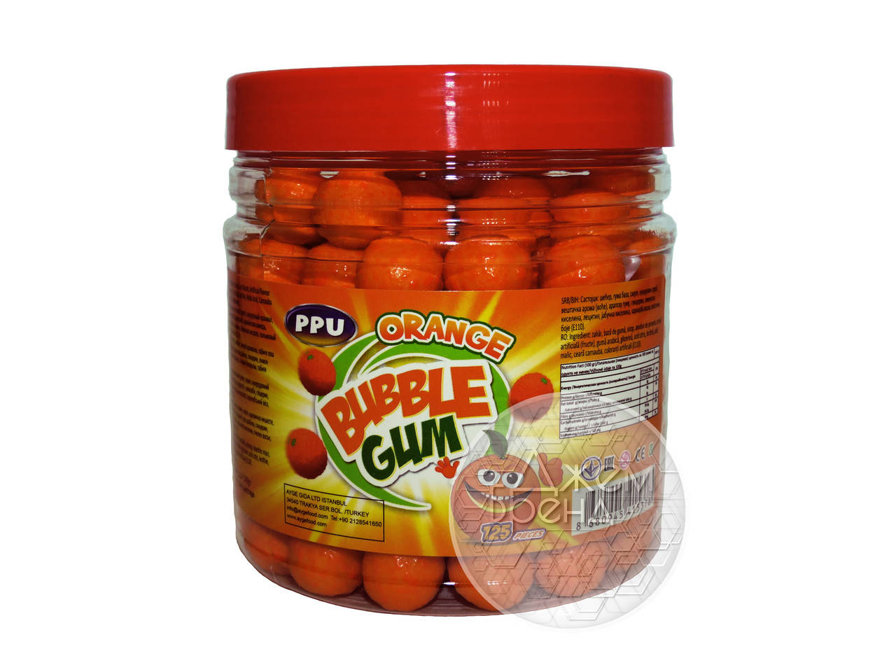 Жевательная резинка со вкусом апельсина, 125 шт./упак.
Жевательная резинка со вкусом апельсина, 125 шт./упак.