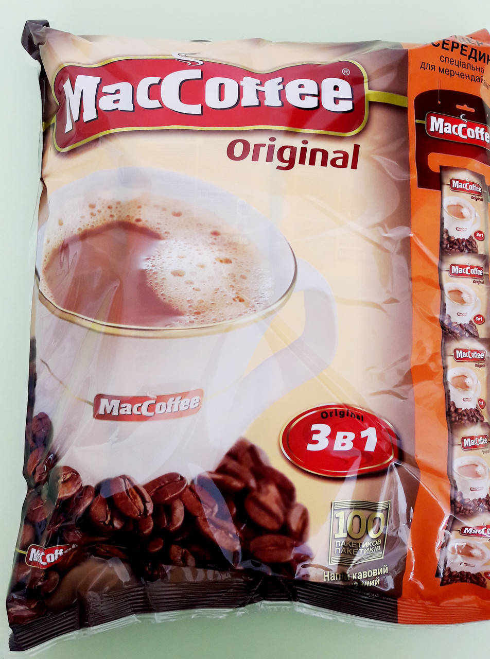 Кофейный напиток Maccoffee 3 в 1 Original 100 пакетиков 
Кофейный напиток Maccoffee 3 в 1 Original 100 пакетиков