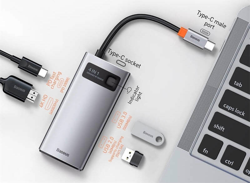 USB-C Хаб Baseus 4в1 2USB, HDMI, Type-C, 100W PD Адаптер переходник для макбука Usb type c hub с питанием
USB-C Хаб Baseus 4в1 2USB, HDMI, Type-C, 100W PD Адаптер переходник для макбука Usb type c hub с питанием