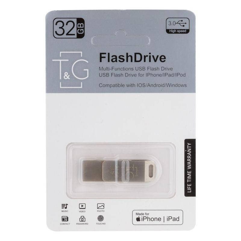 Флешка T&G 008 Metal series USB 3.0 - Lightning 32GB 
Флешка T&G 008 Metal series USB 3.0 - Lightning 32GB