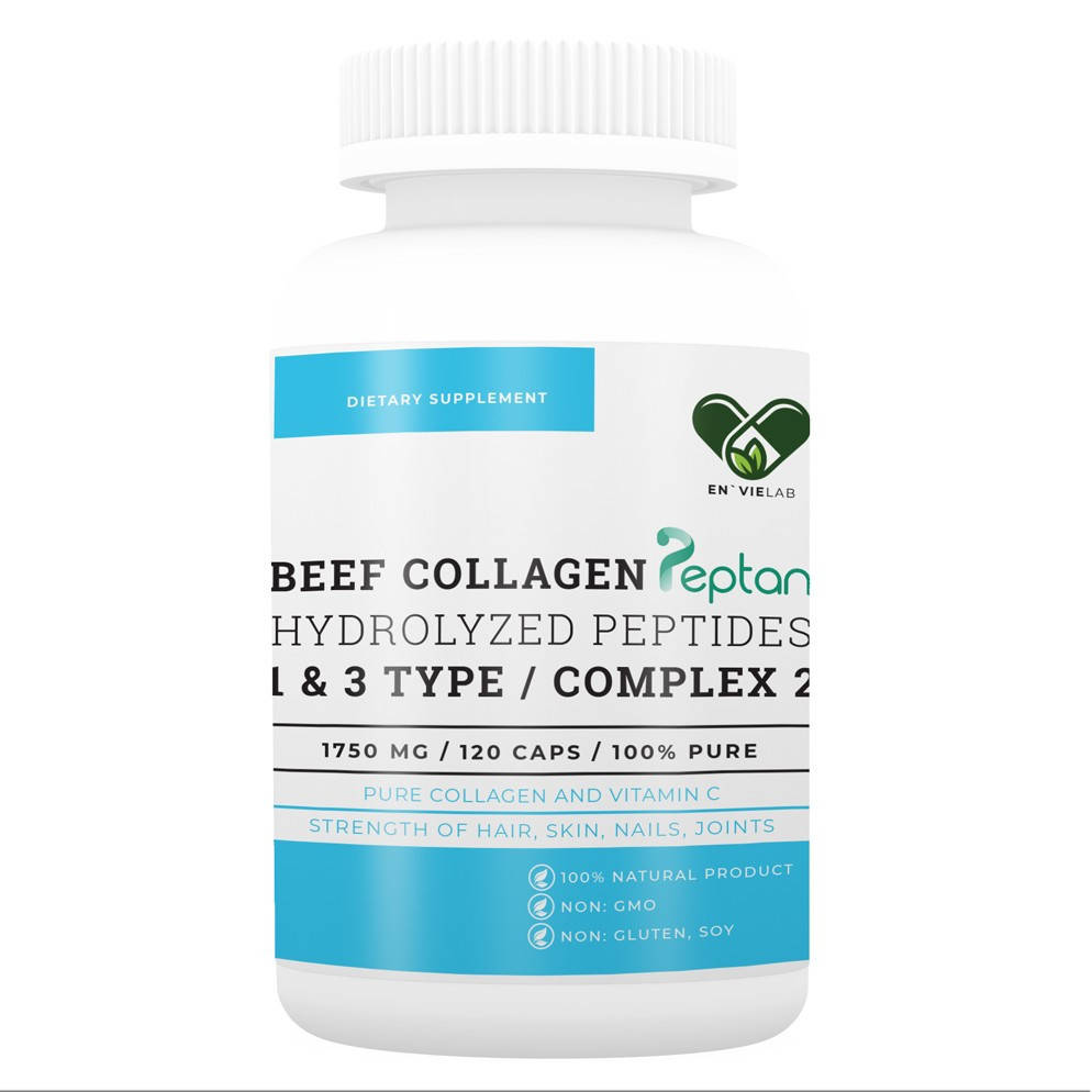 Коллаген с Витамином С для суставов, кожи и волос 1750 мг. в капсулах En`vie Lab COMPLEX 2 BEEF (говяжий)
Коллаген с Витамином С для суставов, кожи и волос 1750 мг. в капсулах En`vie Lab COMPLEX 2 BEEF (говяжий)