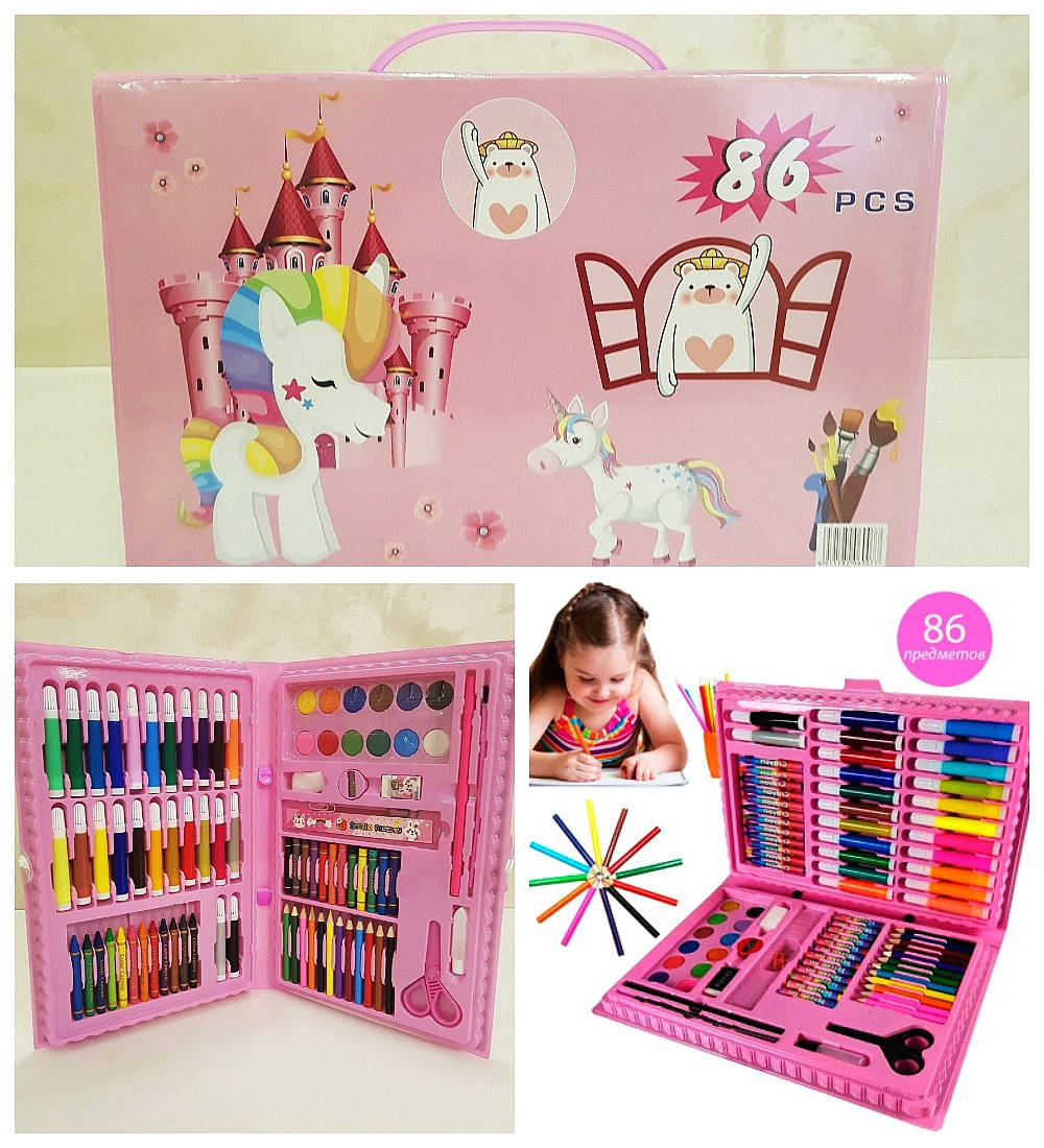 Детский набор для рисования ART kids set Rainbow комплект для детского творчества в кейсе 86 предметов Розовый
Детский набор для рисования ART kids set Rainbow комплект для детского творчества в кейсе 86 предметов Розовый