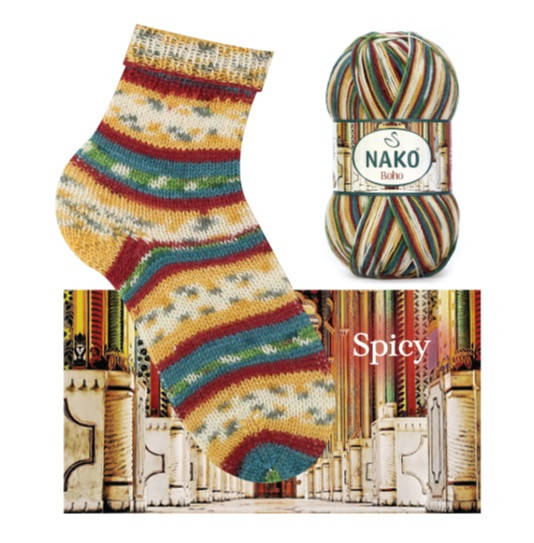 Nako Boho (Нако Бохо) № 82442 (Носочная пряжа, нитки для вязания), Секционное крашение
Nako Boho (Нако Бохо) № 82442 (Носочная пряжа, нитки для вязания), Секционное крашение