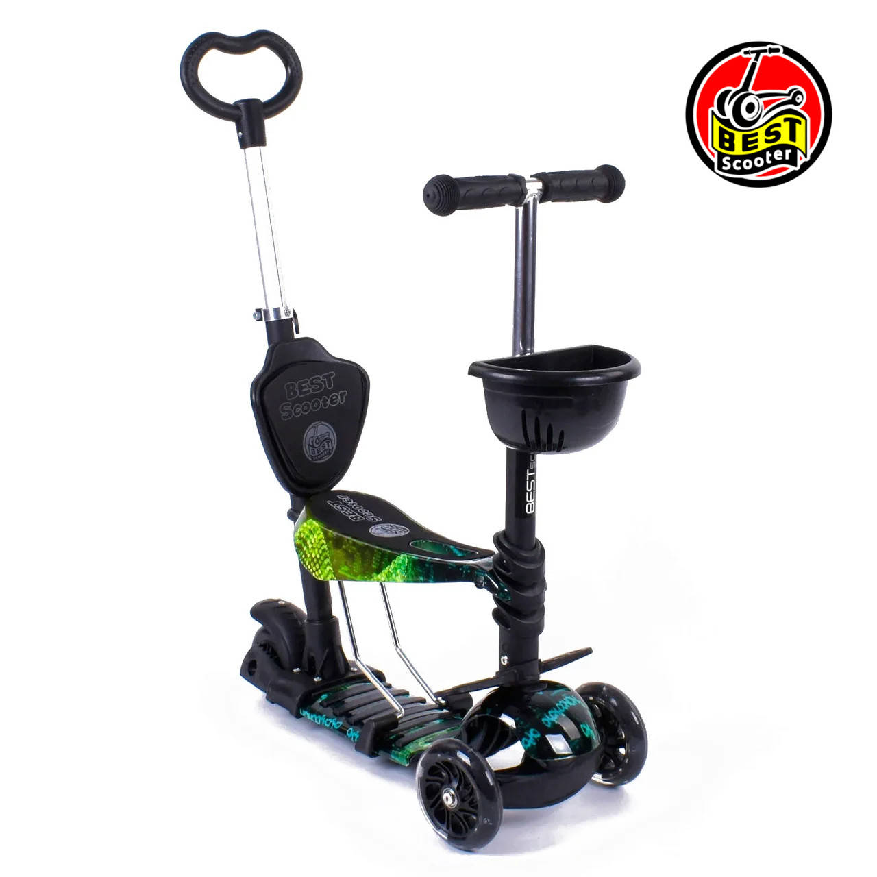 Детский трехколесный самокат 5 в 1 с сиденьем (колеса с подсветкой) Best Scooter 10999 Черный с зеленым
Детский трехколесный самокат 5 в 1 с сиденьем (колеса с подсветкой) Best Scooter 10999 Черный с зеленым