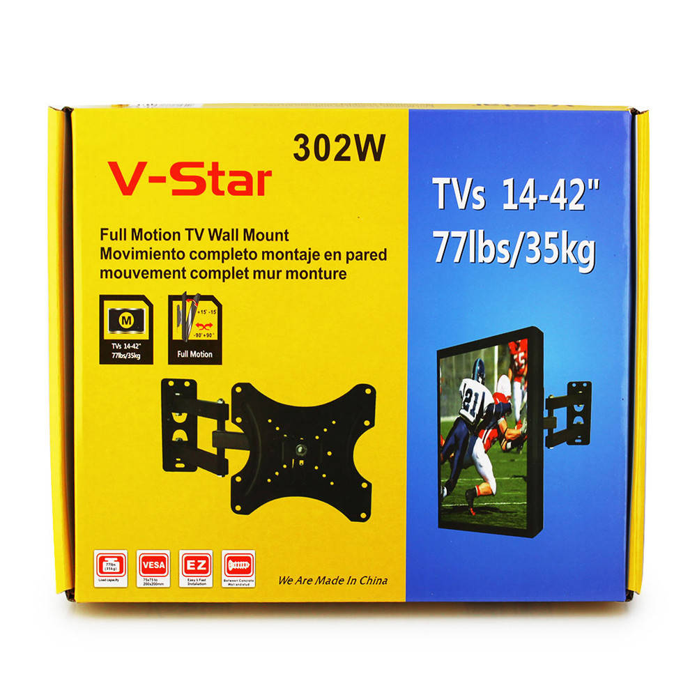 Крепление для ТВ V-star с поворотом 14-42, 35 кг, 302W / Кронштейн для телевизора, Черный
Крепление для ТВ V-star с поворотом 14-42, 35 кг, 302W / Кронштейн для телевизора, Черный