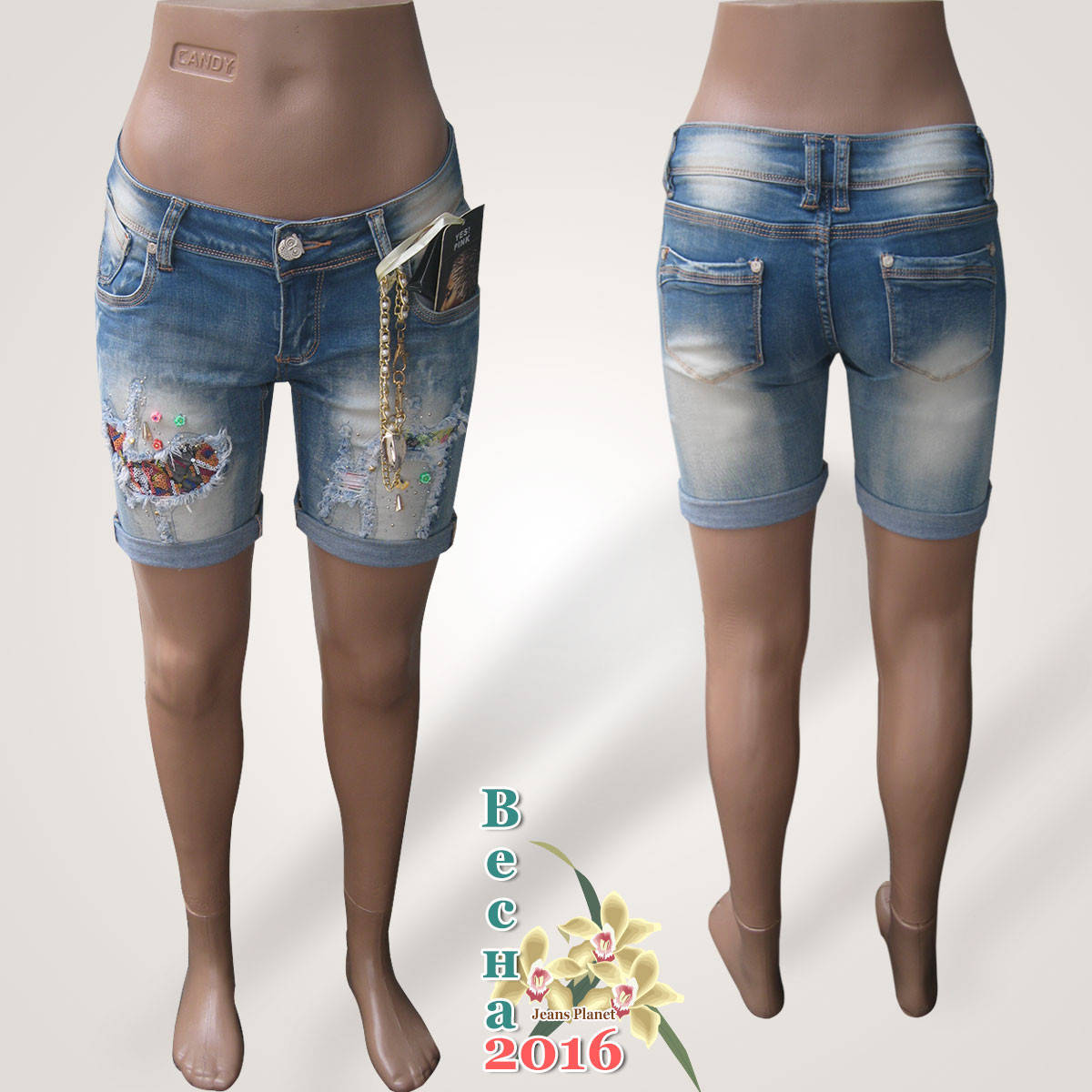 Шорты женские джинсовые с модными принтами на средней посадке M, Голубой
Шорты женские джинсовые с модными принтами на средней посадке M, Голубой