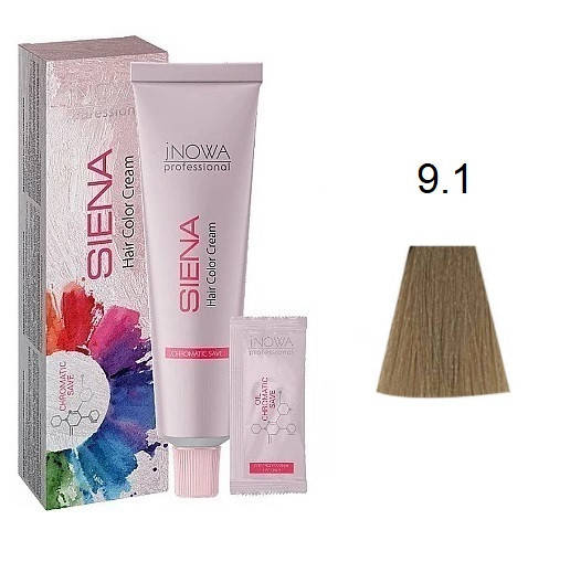 Крем-краска для волос jNOWA Professional Siena Chromatic Save 9/1 Пепельный блондин 90 мл
Крем-краска для волос jNOWA Professional Siena Chromatic Save 9/1 Пепельный блондин 90 мл