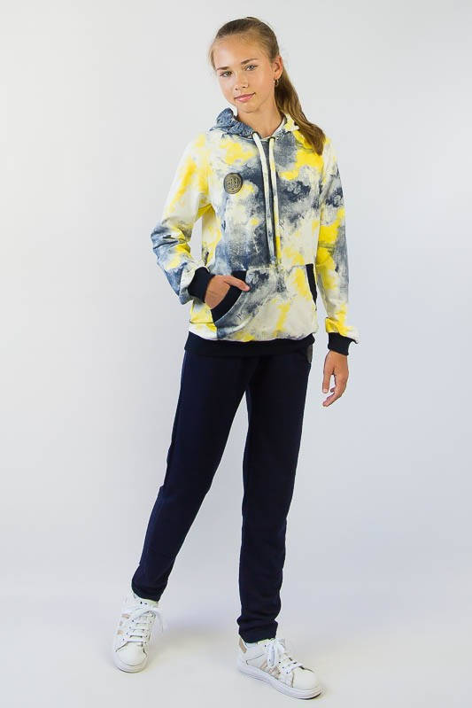 Спортивный костюм (двунитка) подростковый с капюшоном для девочки в стиле тай-дай 164 
Спортивный костюм (двунитка) подростковый с капюшоном для девочки в стиле тай-дай 164