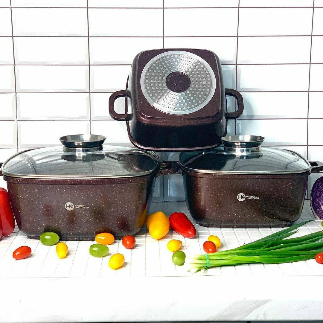 Набор посуды с мраморным антипригарным покрытием 6 предметов HIGHER KITCHEN квадратные кастрюли Шоколад, Коричневый
Набор посуды с мраморным антипригарным покрытием 6 предметов HIGHER KITCHEN квадратные кастрюли Шоколад, Коричневый