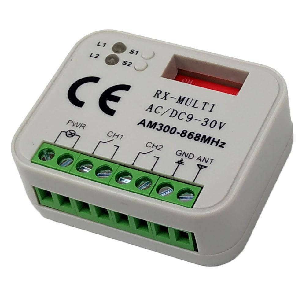 Приемник для любых пультов RX MULTI от 300 до 868 МГц 2 канала на любые ворота и роллеты
Приемник для любых пультов RX MULTI от 300 до 868 МГц 2 канала на любые ворота и роллеты