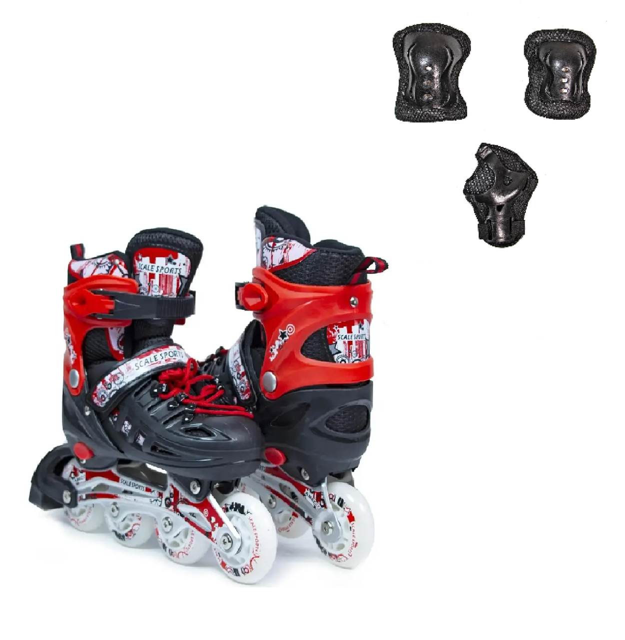 Ролики с комплектом защиты (на колени, локти и ладони) Scale Sports Красные. Размеры 29-33, 34-37, Красный
Ролики с комплектом защиты (на колени, локти и ладони) Scale Sports Красные. Размеры 29-33, 34-37, Красный
