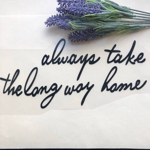 Термоапликация, наклейка на одежду, черный шрифт Надпись "Always take the long way home" 27x13 см
Термоапликация, наклейка на одежду, черный шрифт Надпись "Always take the long way home" 27x13 см