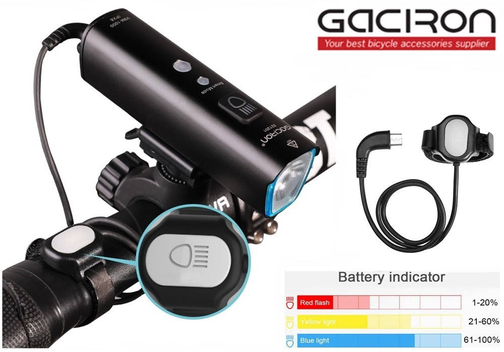 Велосипедный фонарь GACIRON V9M-1000 с Пультом, Датчик света, Smart Mode, USB, 1000 люмен, 4000mAh, IPX6
Велосипедный фонарь GACIRON V9M-1000 с Пультом, Датчик света, Smart Mode, USB, 1000 люмен, 4000mAh, IPX6