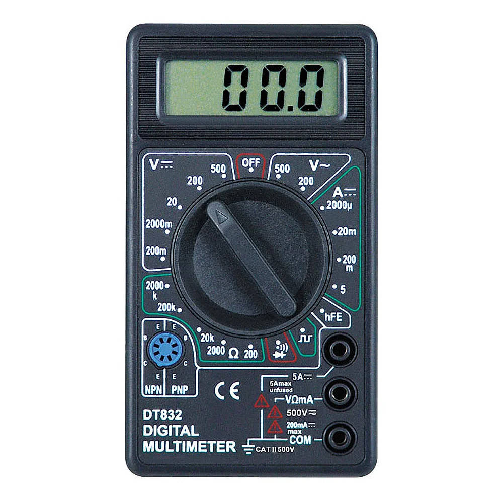 Мультиметр DT-832 Измерение: V, A, R (130*105*30) 0,15 кг (120*68*23)
Мультиметр DT-832 Измерение: V, A, R (130*105*30) 0,15 кг (120*68*23)