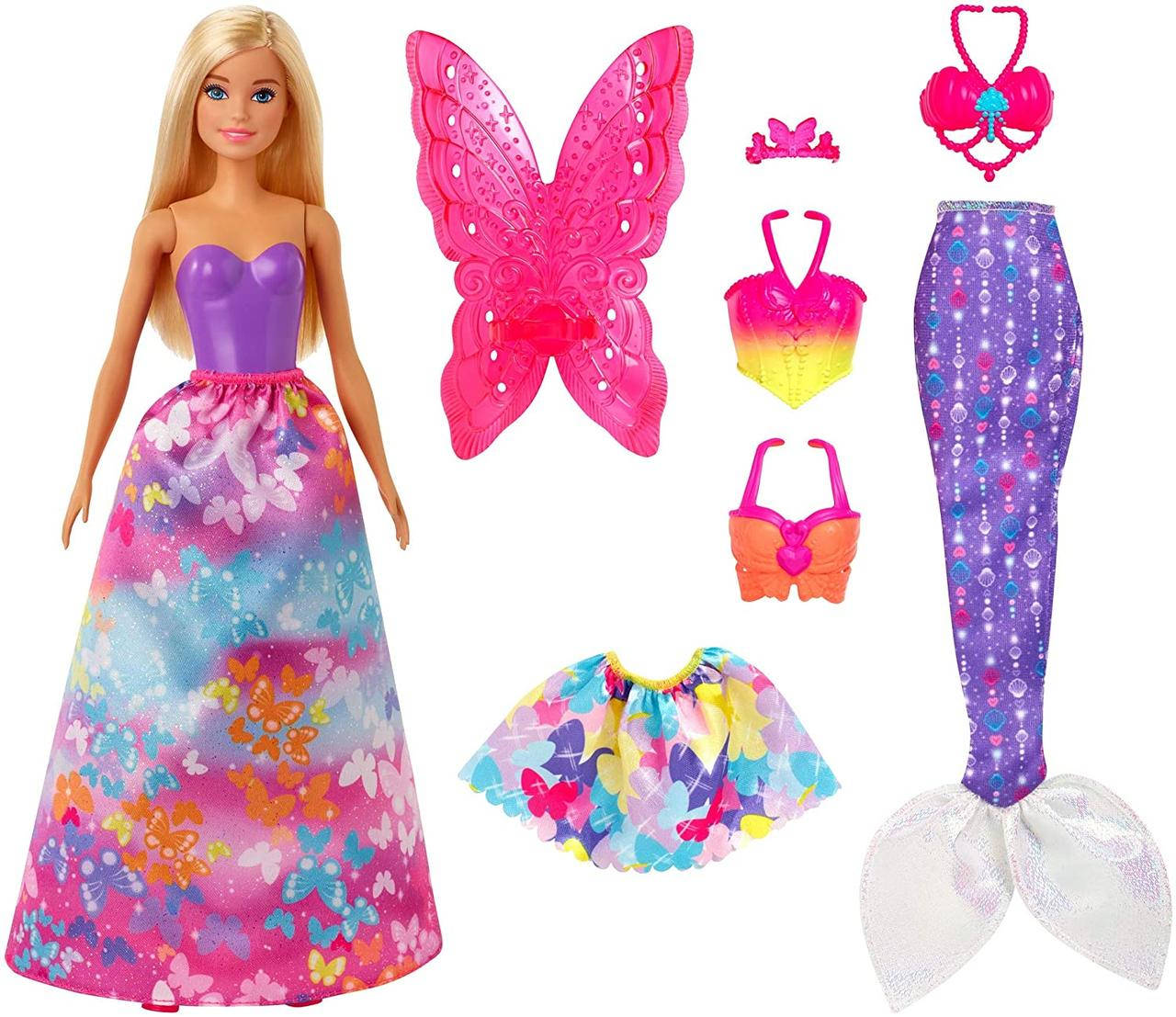 Игровой набор Barbie Dreamtopia 3 в 1 Барби Волшебное перевоплощение Принцесса, Фея и Русалка GJK40
Игровой набор Barbie Dreamtopia 3 в 1 Барби Волшебное перевоплощение Принцесса, Фея и Русалка GJK40