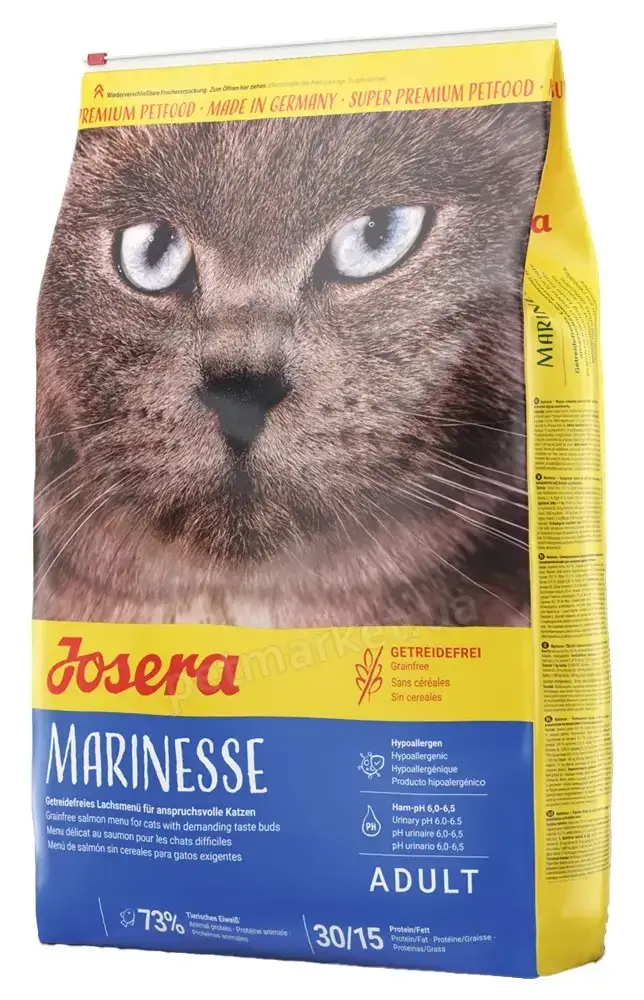 Сухой беззерновой корм для кошек с чувствительным пищеварением Josera MARINESSE лосось 400 г.
Сухой беззерновой корм для кошек с чувствительным пищеварением Josera MARINESSE лосось 400 г.