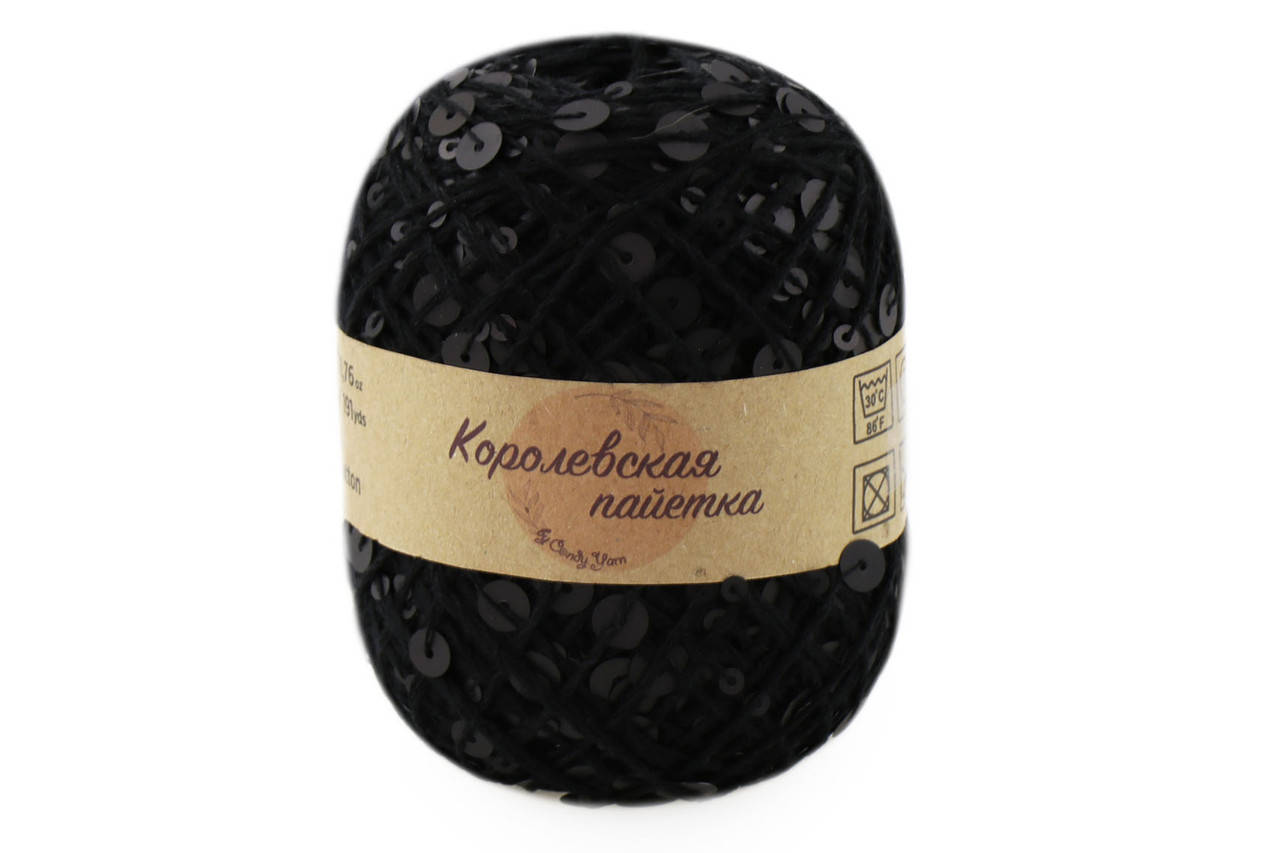 Candу Yarn "Королевская пайетка", Черный, 3мм+6мм 
Candу Yarn "Королевская пайетка", Черный, 3мм+6мм