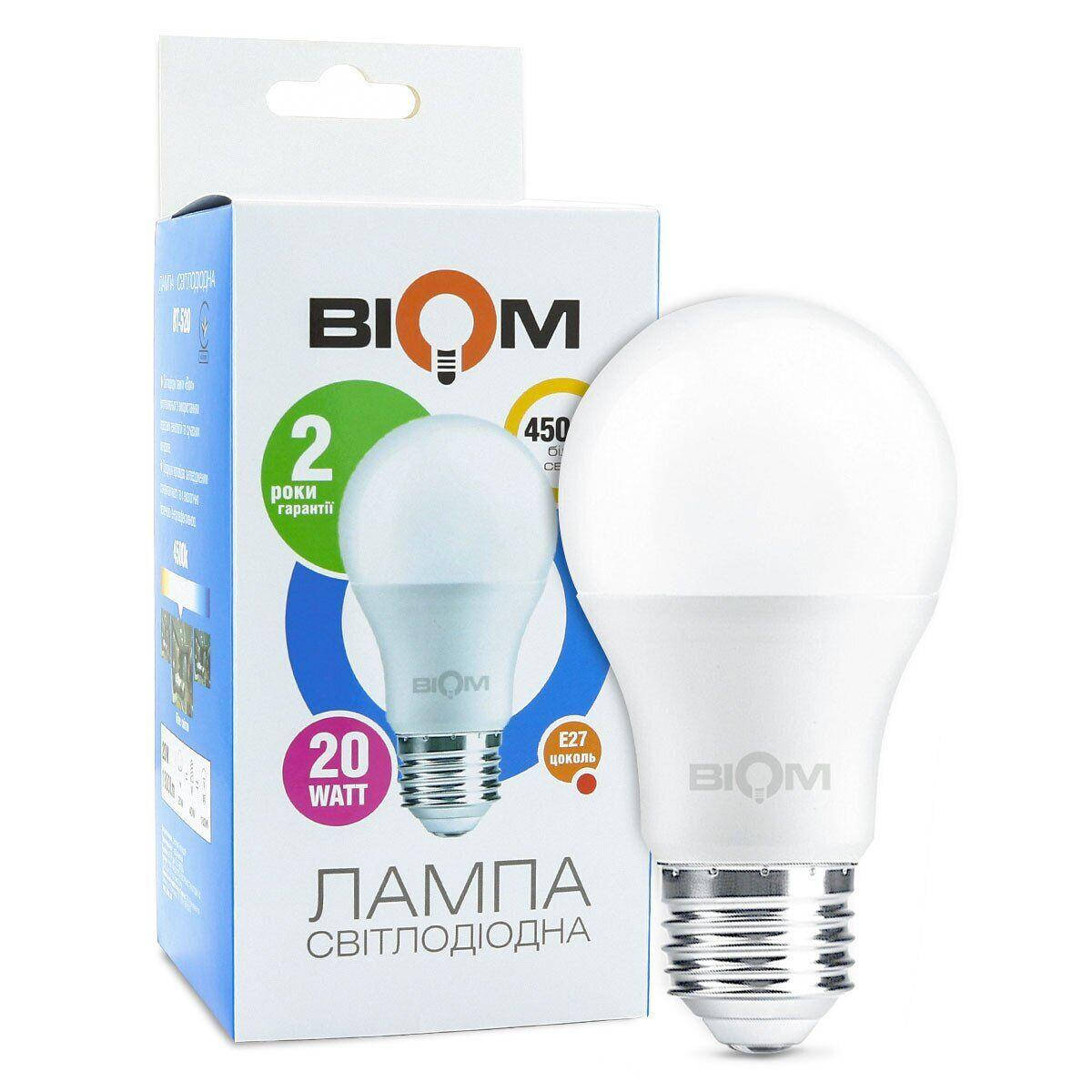 LED лампа Biom А80 20W E27 4500K BT-520 
LED лампа Biom А80 20W E27 4500K BT-520