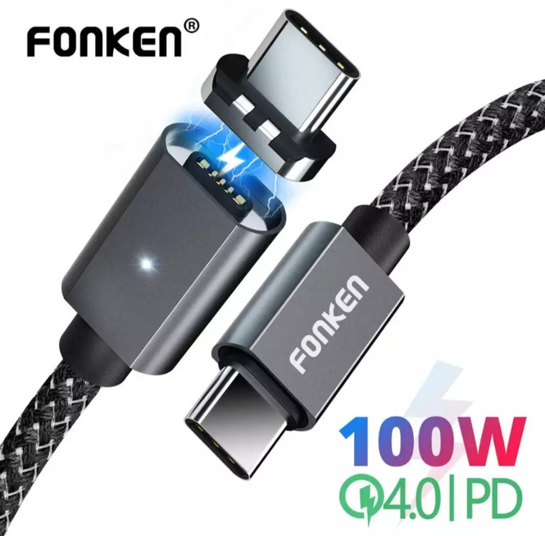 Кабель для ноутбука с быстрой зарядкой и синхронизацией магнитный FONKEN PD 100W 5А Type-C / Type-С150см., Черный
Кабель для ноутбука с быстрой зарядкой и синхронизацией магнитный FONKEN PD 100W 5А Type-C / Type-С150см., Черный