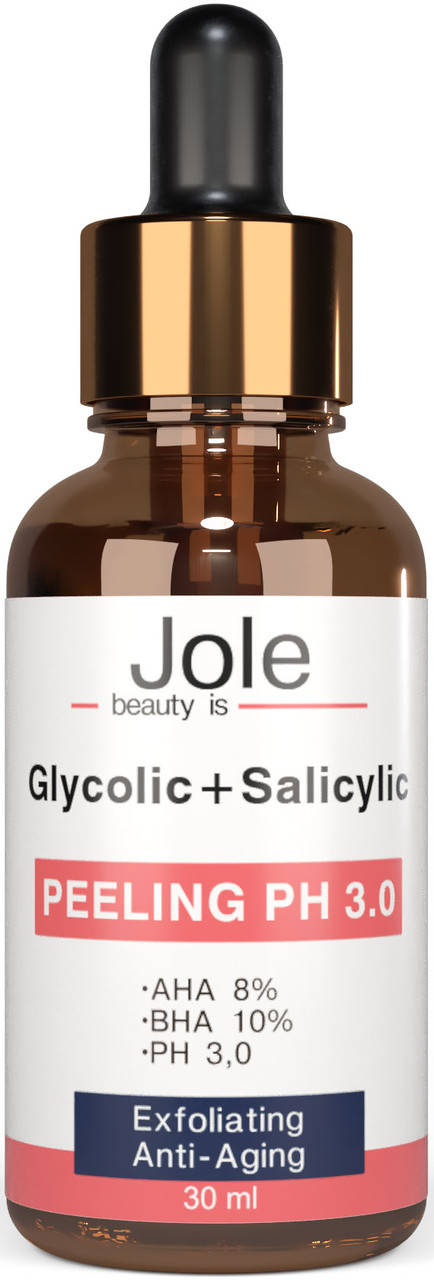 ПИЛИНГ С ГЛИКОЛЕВОЙ И САЛИЦИЛОВОЙ КИСЛОТАМИ Jole Glycolic+Salicilic pH3 Peeling 30ml 
ПИЛИНГ С ГЛИКОЛЕВОЙ И САЛИЦИЛОВОЙ КИСЛОТАМИ Jole Glycolic+Salicilic pH3 Peeling 30ml