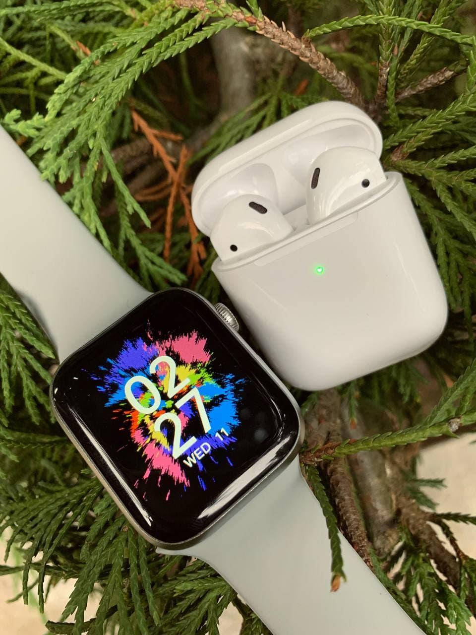 Стильные наушники Apple AirPods 2 + Apple watch 6/44mm Стильные Умные Смарт часы HW 22 Pro, Белый
Стильные наушники Apple AirPods 2 + Apple watch 6/44mm Стильные Умные Смарт часы HW 22 Pro, Белый
