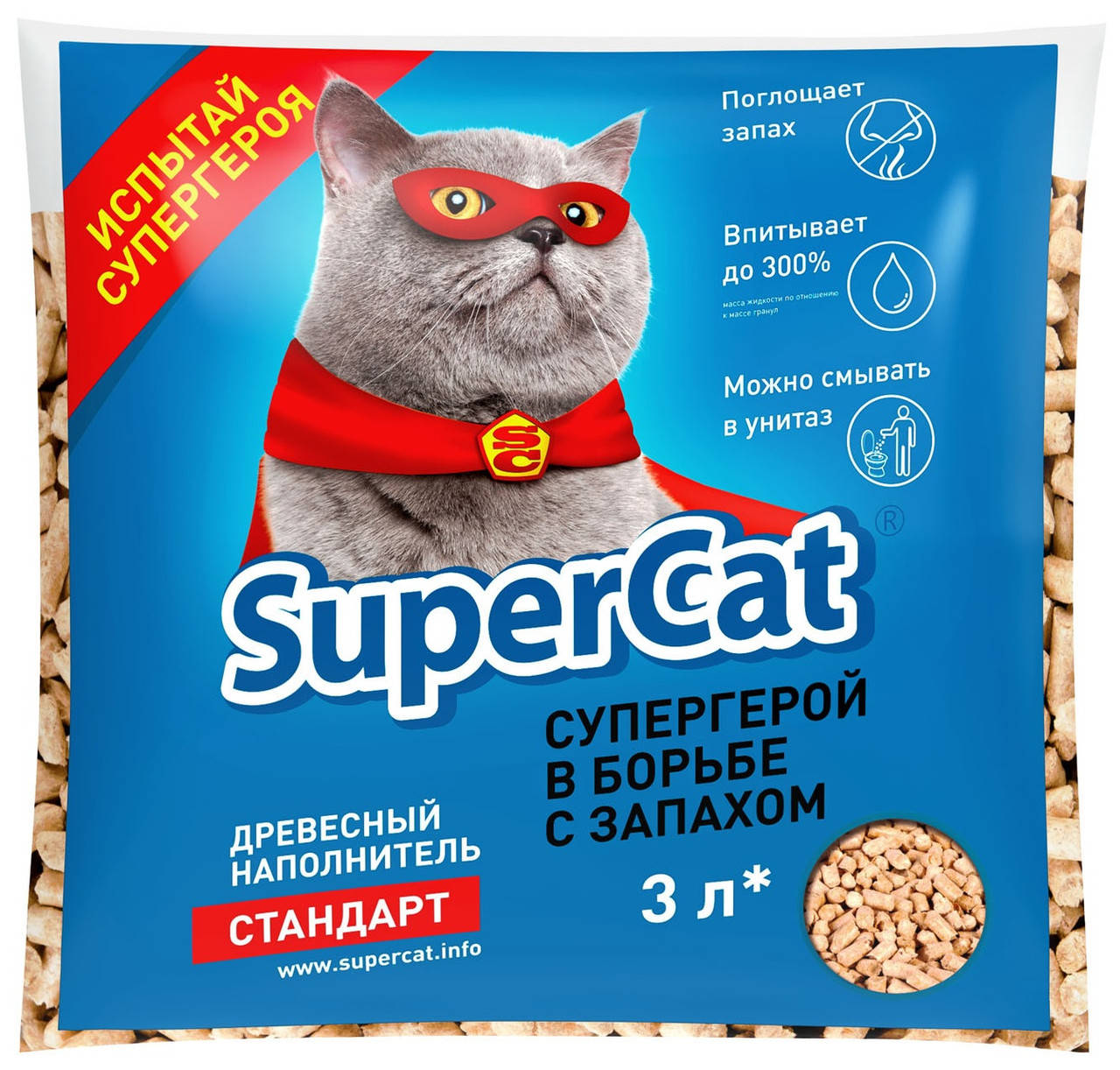 SuperCat СТАНДАРТ Древесный наполнитель для кошачьего туалета. Светлая гранула 6мм, 1кг (3л)
SuperCat СТАНДАРТ Древесный наполнитель для кошачьего туалета. Светлая гранула 6мм, 1кг (3л)