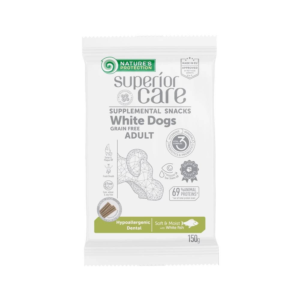 Nature's Protection Superior Care White Dogs Hypoallergenic Dental GF White Fish White Fish 150 g.
Nature's Protection Superior Care White Dogs Hypoallergenic Dental GF White Fish White Fish 150 g.